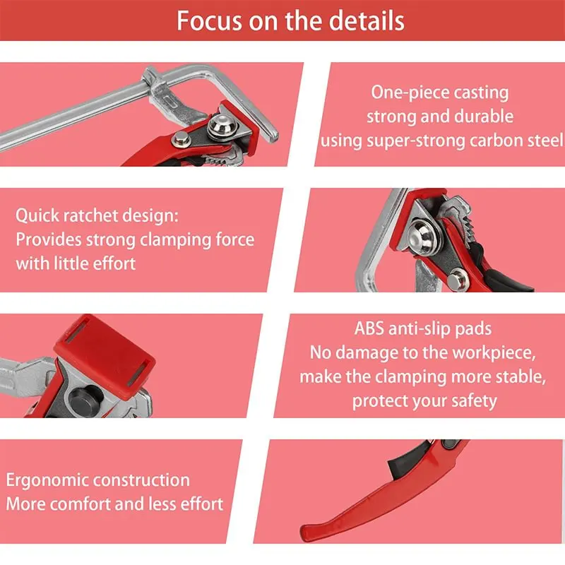 SAKER® Ratcheting Table Clamp Tools For Bessey Mafell Bosch Festool Making It Suitable For Various Cutting Guide Rails