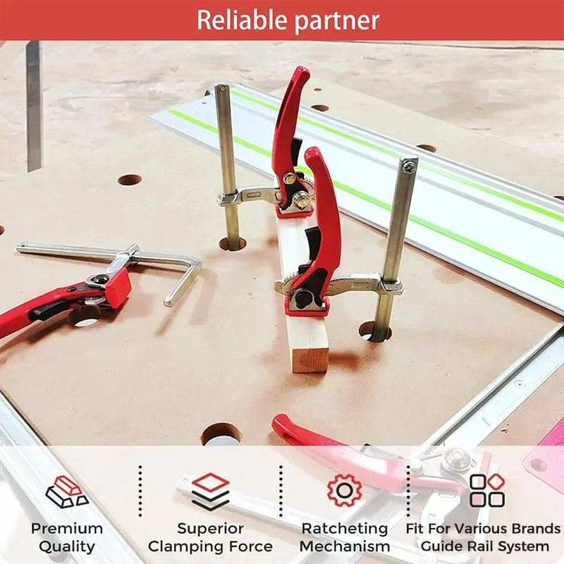 SAKER® Ratcheting Table Clamp Tools For Bessey Mafell Bosch Festool Making It Suitable For Various Cutting Guide Rails